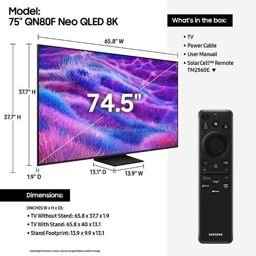 Samsung QN75QN80FAFXZC 75\\" Neo QLED 4K Vision AI Smart TV