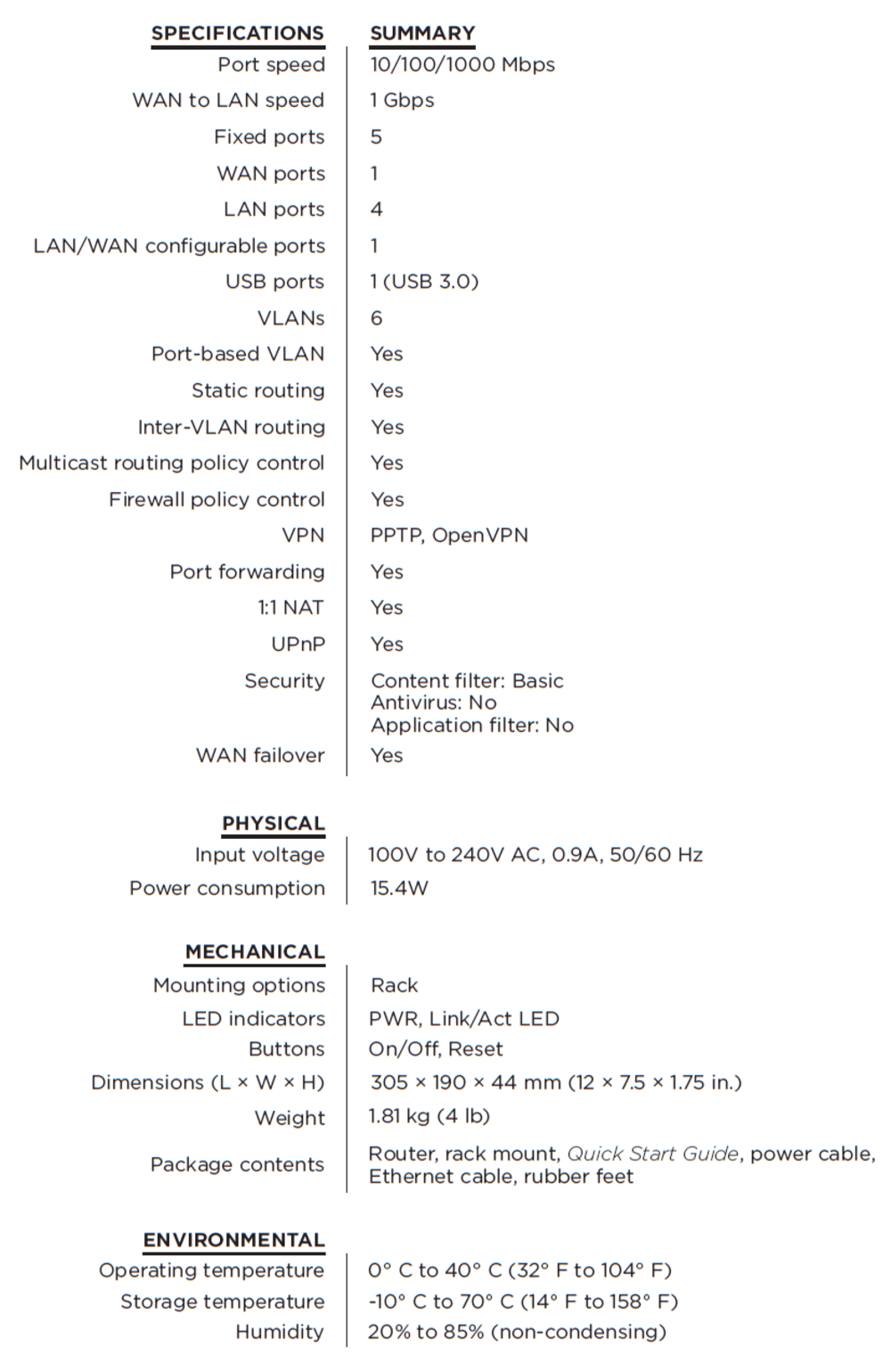 Pakedge® RT-3100 Single-WAN Gigabit Router