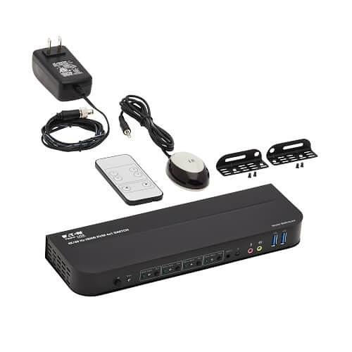 Eaton Tripp Lite B005-HUA4 4-Port HDMI/USB KVM Switch, HDR, HDCP 2.2, IR, USB Sharing, Supports UHD Resolutions up to True 4K at 60 Hz (4:4:4) for Crystal Clear Video