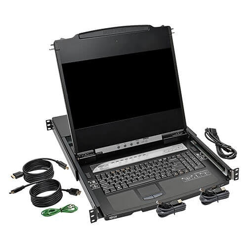 Eaton Tripp Lite B030-008-17-IP NetDirector 8-Port 1U Rack-Mount Console HDMI KVM Switch with 17\\" LCD and IP Remote Access, Dual Rail