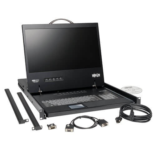 Eaton Tripp Lite B040-016-19 Eaton Tripp Lite B040-008-19 NetController 8-Port 1U Rack-Mount Console KVM Switch with 19\\" LCD Screen Supports Video Resolutions up to 1366 768