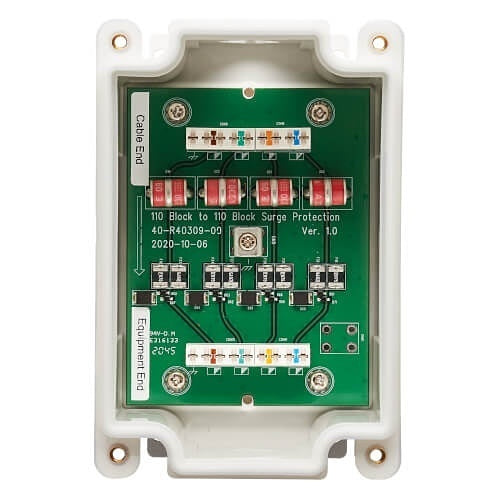 Eaton Tripp Lite B110-SP-CAT-OD2 Outdoor In-Line PoE Surge Protector, IP68 Rated, 1 Gbps, Cat5e/6, IEC Compliant, 110 Punch Down