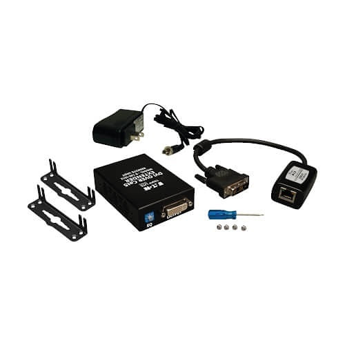 Eaton Tripp Lite B140-101X DVI Over CAT5/6 Active Extender Kit, Box-Style Transmitter/Receiver for Video, up to 200\' (60 m), TAA