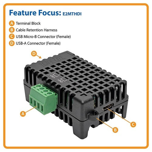 Eaton Tripp Lite E2MTHDI EnviroSense2 Environmental Sensor Module with Temperature, Humidity and Digital Inputs, TAA