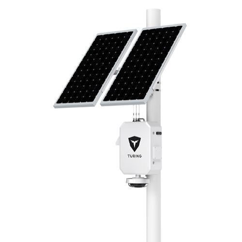 Turing Video LS-KG2-B4A-3Y SolarShield Outdoor Axis Base Solar-Powered System for Multi-Sensor, Includes (1) NEMA3R Enclosure, (3) 26AH Lithium Batteries, (2) Solar Panels, (4) TV-ACAI3Y
