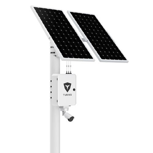 Turing Video LS-KG2-ONEMALP-3Y SolarShield Outdoor Axis Base Solar-Powered System, Includes (1) Mini NEMA3R Enclosure, (2) 26Ah Lithium Batteries, (2) Solar Panels, (1) TV-ACAI-PREMLPR3Y