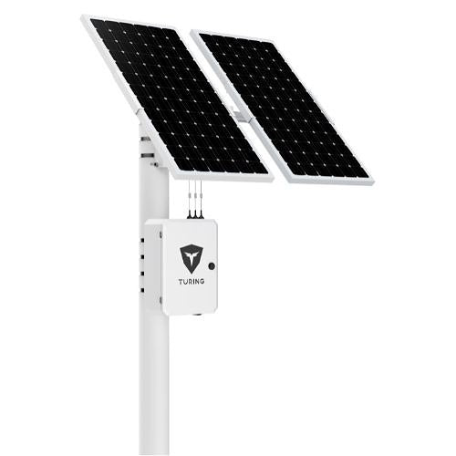 Turing Video LS-KG2-ONEMALP-3Y SolarShield Outdoor Axis Base Solar-Powered System, Includes (1) Mini NEMA3R Enclosure, (2) 26Ah Lithium Batteries, (2) Solar Panels, (1) TV-ACAI-PREMLPR3Y