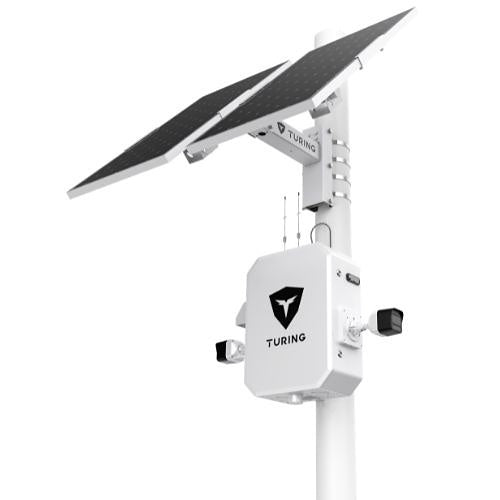 Turing Video LS-KG2-STD-3Y-5G SolarShield Outdoor Solar-Powered System with 5G connection, Includes (2) 5MP EDGE+ Bullet Cameras and (2) 3-Year Core AI Licenses
