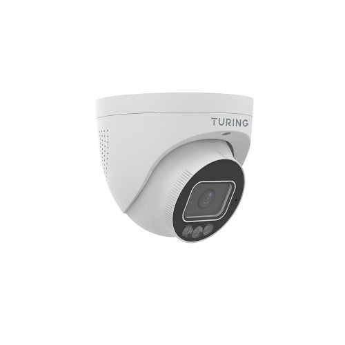 Turing Video TP-MEAD8MA28 SMART Series 8MP Tri-Light Turret Network Camera with Cloud VMS Basic License, Audio & Strobe Light Deterrence, 2.8mm Fixed Lens, Alarm/Audio I/O White