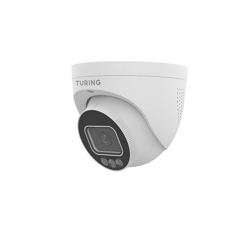 Turing Video TP-MEAD8MA28 SMART Series 8MP Tri-Light Turret Network Camera with Cloud VMS Basic License, Audio & Strobe Light Deterrence, 2.8mm Fixed Lens, Alarm/Audio I/O White