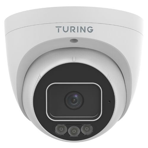 Turing Video TP-MEAD8MA28 SMART Series 8MP Tri-Light Turret Network Camera with Cloud VMS Basic License, Audio & Strobe Light Deterrence, 2.8mm Fixed Lens, Alarm/Audio I/O White