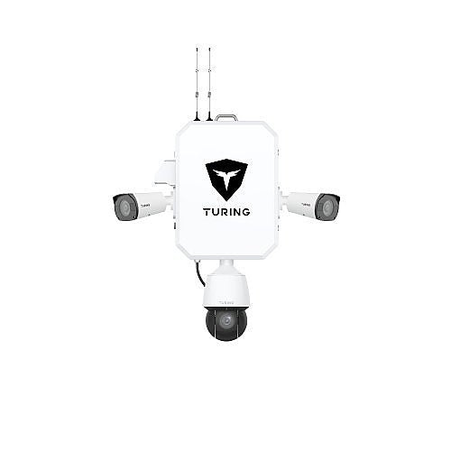 Turing Video SS-KG1-360-2B SkyShield 360 Outdoor System, Includes (2) 4MP Bullet Cameras, (1) 4MP PTZ Camera, and (3) 3-Year Core AI Licenses
