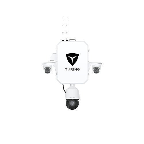 Turing Video SS-KG1-360-2T SkyShield 360 Outdoor System, Includes (2) 4MP Turret Cameras, (1) 4MP PTZ Camera, and (3) 3-Year Core AI Licenses