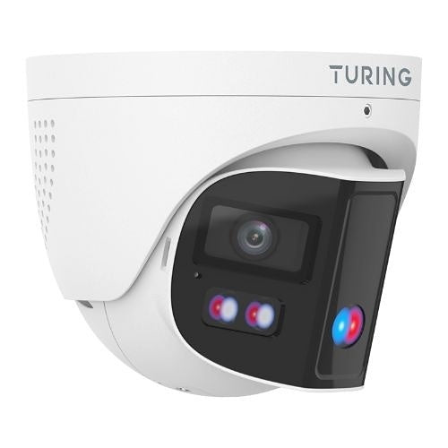 Turing Video TP-X2EAD8MPR-1Y Smart Series 8MP Panoramic Dual Sensor Active Deterrence Camera with TV-CORE1Y Cloud VMS License