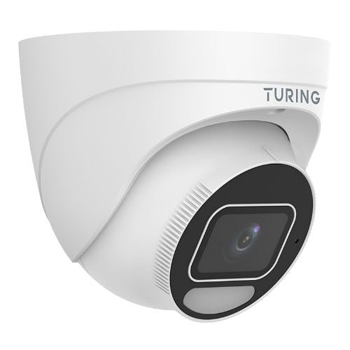 Turing Video TP-MED8MA28C SMART Series 8MP Full Color Turret IP Camera with Cloud VMS Basic License, 2.8mm Lens,  AI-driven ISP, Alarm and Audio I/O, White