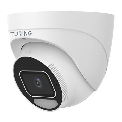 Turing Video TP-MED8MA28C SMART Series 8MP Full Color Turret IP Camera with Cloud VMS Basic License, 2.8mm Lens,  AI-driven ISP, Alarm and Audio I/O, White