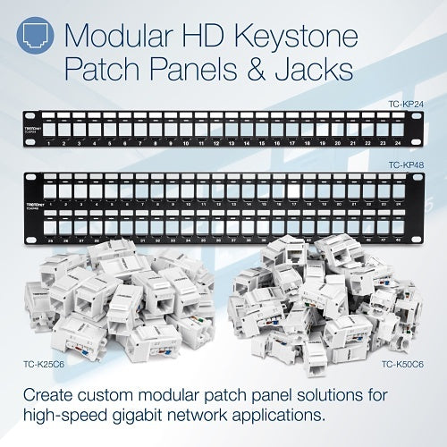 TRENDnet TC-KP48 48-Port Blank Keystone Shielded 2U HD Patch Panel