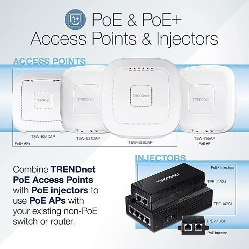 TRENDnet TEW-826DAP Acc220 Tri-Band PoE+ Indoor Wireless Access Point