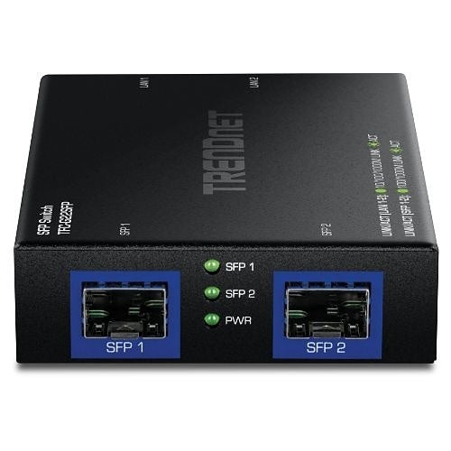 TRENDnet TFC-G22SFP 4-Port Gigabit Switch with 2 SFP Slots, 8Gbps Switching Capacity, Fanless Metal Housing, Wall Mountable