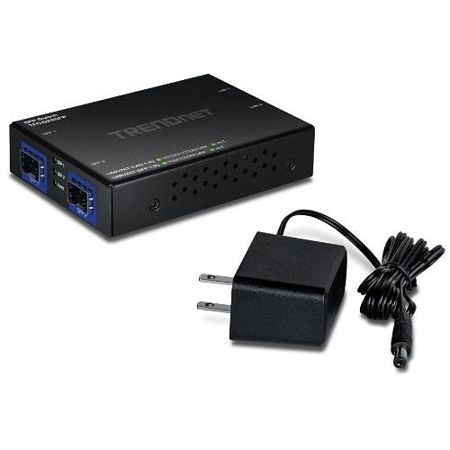 TRENDnet TFC-G22SFP 4-Port Gigabit Switch with 2 SFP Slots, 8Gbps Switching Capacity, Fanless Metal Housing, Wall Mountable