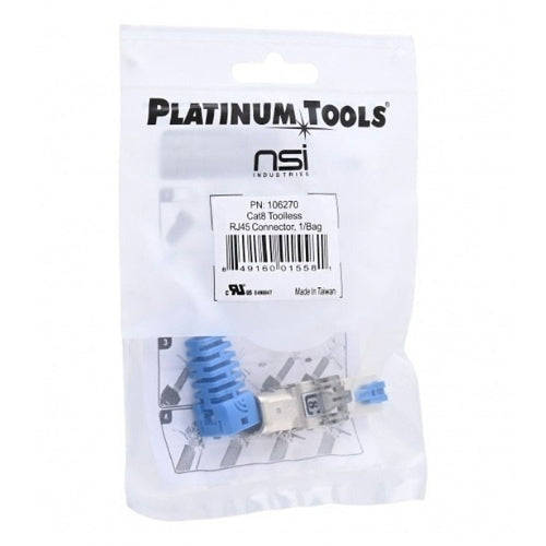 Platinum Tools 106280 CAT8 Toolless Keystone Jack with Shudder, 1-Pack Bag