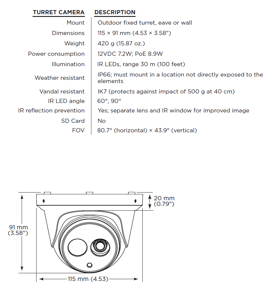 Pakedge IP Turret Camera 4 MP