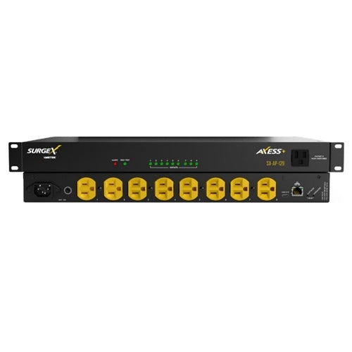 SurgeX SX-AP-129 Axess+ IP-Controlled PDU Surge Eliminator and Power Conditioner, 12A / 5-15P Input, 9-Outlet 5-15R, 1U, 120V