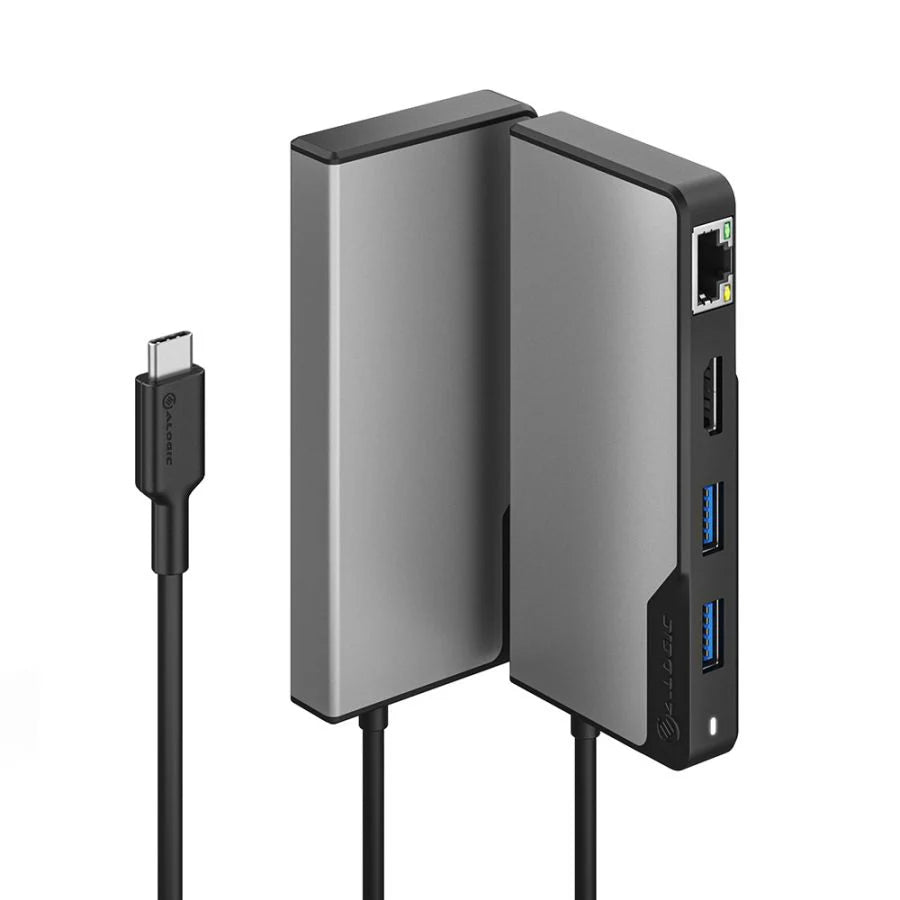 Alogic Hub 5-in-1 USB-C 2x USB-A 3.1 HDMI 4K Ultra HD 60Hz RJ45 Gigabit USB-C 100W Power Pass Through  Fusion Alpha V2 - Space Grey