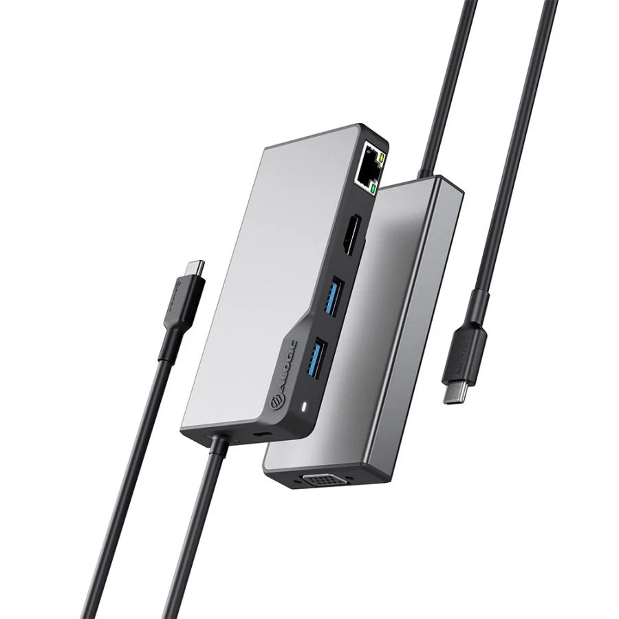Alogic Hub 6-in-1 USB-C 2x USB-A 3.1 HDMI 4K Ultra HD 60Hz VGA RJ45 Gigabit USB-C 100W Power Pass Through  Fusion - Space Grey