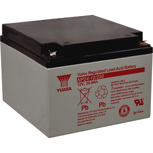 Yuasa NP24-12T-250 12V, 24 Ah Rechargeable SLA Battery, .250 Tab Size Terminals