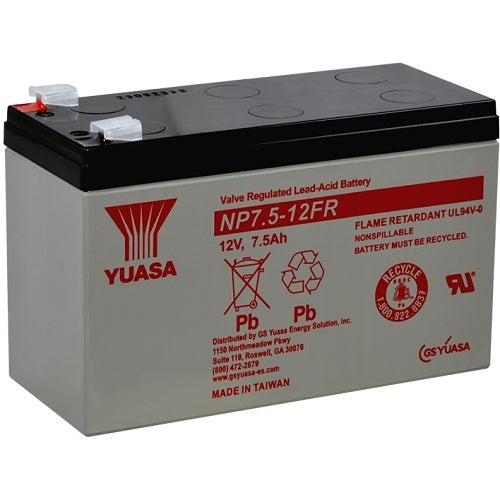 Yuasa NP7512FR 12V, 7.5Ah Rechargeable SLA Battery, A/D Terminals, Flame Retardant