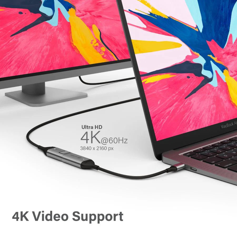Alogic Adapter USB-C Male to DisplayPort Female 6in 4K Ultra HD 60Hz & Thunderbolt 3 6in - Grey