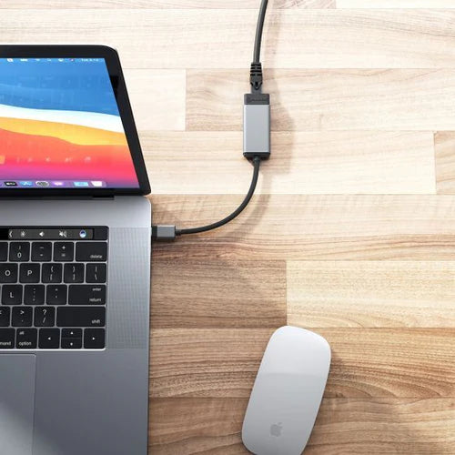 Alogic Adapter USB-C Male to RJ45 Gigabit Ethernet Female with Short Cable Extension 6in - Space Grey