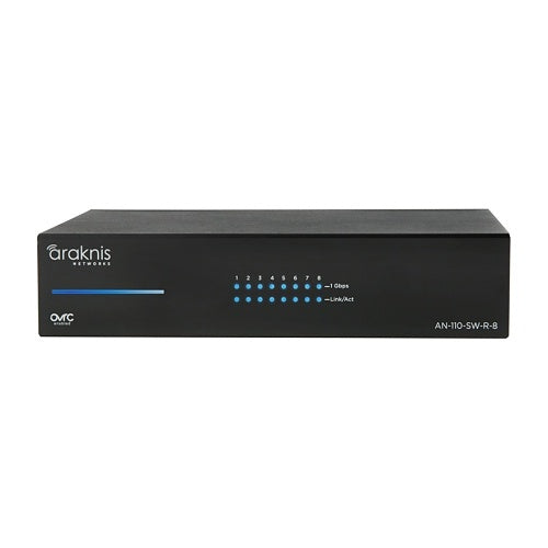 Araknis Networks AN-110-SW-R-8 110 Series Unmanaged+ Gigabit Switch, 8-Ports, Rear Facing Ports