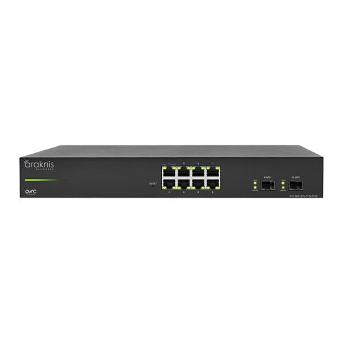 Araknis Networks AN-220-SW-F-8-POE 220 Series Managed Layer 2 Gigabit Switch with Partial PoE+, 8-Ports, Front Facing Ports