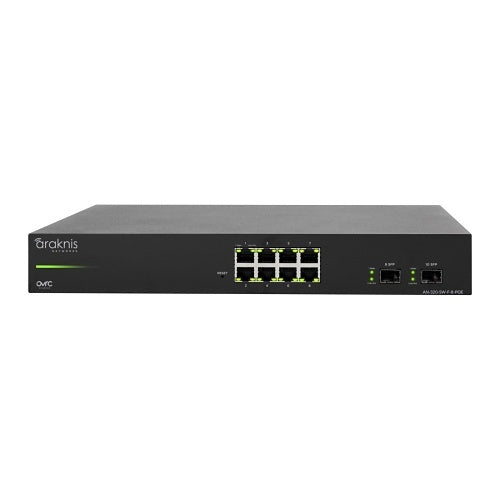 Araknis Networks AN-320-SW-F-8-POE 320 Series Managed Layer 2 Gigabit Switch with Full PoE+, 8-Ports, Front Facing Ports