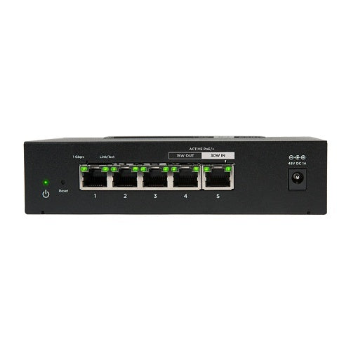 Araknis Networks AN-110-SW-C-5P 110 Series Unmanaged+ Gigabit Switch, Compact Enclosure, 5-Ports, Side Facing Ports