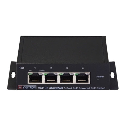Vigitron VI3105 Maxiinet 5-Port 60W PoE Powered PoE Switch with Extended UTP Uplink