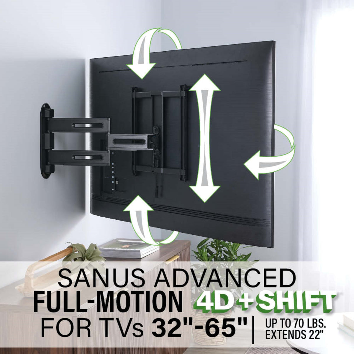 Sanus Advanced Full Motion 4D Shift TV Wall Mount for TVs 32\\"-65\\"