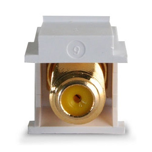 Wirepath RCAF-YL-WH Gold-Plated F-Connector to RCA Jack Keystone Insert, Yellow RCA, White