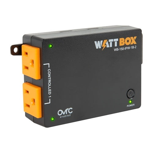 WattBox WB-150-IPW-1B-2 150 Series IP Power Outlets (Ultra Compact), 1 Controlled Bank, 2 Outlets (Wi-Fi or Wired)