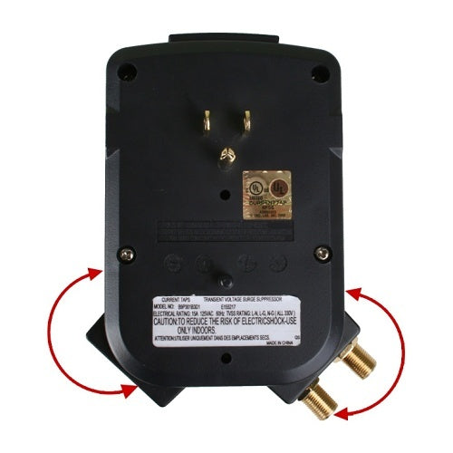 WattBox WB-200-3RWT 3-Rotating Outlet  Surge Protector Wall Tap with Coax Protection