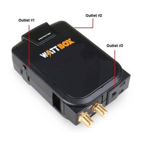 WattBox WB-200-3RWT 3-Rotating Outlet  Surge Protector Wall Tap with Coax Protection