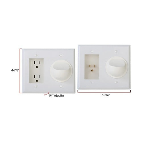 WattBox WB-PowerFlex-S-WHT PowerFlex with Duplex Wall Plate and Silicon A/V Pass Through Kit, White