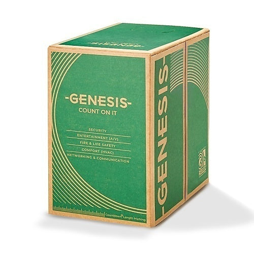 Genesis 21035501 22/4 Solid Unshielded Cable, Riser, CMR, FT4, 500\' (152.4 m) Pull Box, White