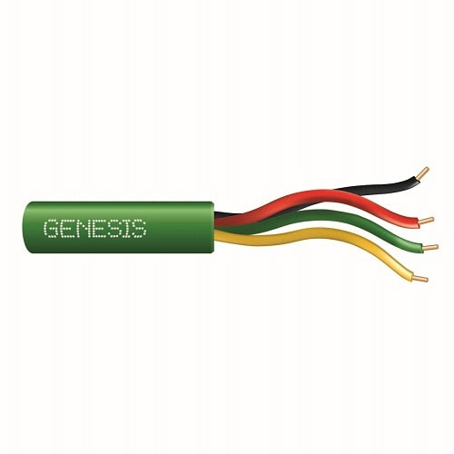 Genesis 21035805 22/4 Solid Unshielded Cable, Riser, CMR, FT4, 500' (152.4m) Speed Bag, Green