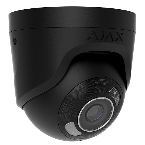 AJAX 126266.197.BL1 Turret camera HL 8MP AI-Powered Security IP camera with Microphone, 85° Viewing Angle, 4mm Lens, Hybrid Illumination, True WDR, PoE/12V, Wired, Black