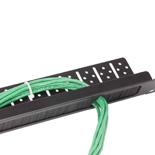 Lowell CBP-1 19\\" Rackmount Cable Brush Panel with Tray, 1RU, Steel, Black
