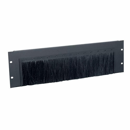 Lowell CBP-1 19\\" Rackmount Cable Brush Panel with Tray, 1RU, Steel, Black