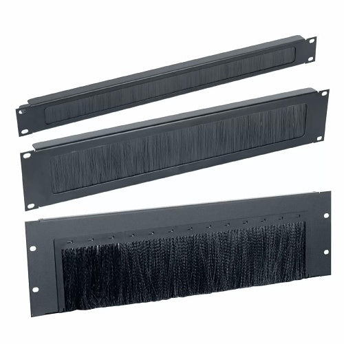 Lowell CBP-1 19\\" Rackmount Cable Brush Panel with Tray, 1RU, Steel, Black